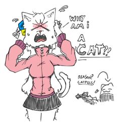  2023 accessory alternate_species anthro blush bocchi_the_rock bodily_fluids bottomwear breasts cat_tail clothed clothing dialogue digital_media_(artwork) distraught domestic_cat dx english_text felid feline felis female frown fur furrification glitterraly hair hair_accessory hand_on_head hitori_gotou implied_transformation jacket long_hair looking_at_viewer mammal messy_fur open_mouth pink_tongue screaming sharp_teeth simple_background skirt solo sweat sweatdrop tail teeth teeth_showing text tongue topwear white_background white_body white_fur white_hair x_eyes 