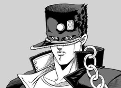  black_eyes black_hair black_jacket chains closed_mouth collarbone ear earrings eyes_visible_through_headwear frown gakuran greyscale hat jacket jewelry jojo_no_kimyou_na_bouken kujo_jotaro monochrome ring school_uniform stud_earrings what 