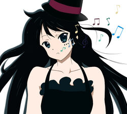  akiyama_mio artistic_error black_hair blunt_bangs commentary_request don&#039;t_say_&quot;lazy&quot; facepaint female hat k-on! long_hair mini_hat mini_top_hat miracle_(miracle1980) musical_note solo top_hat 