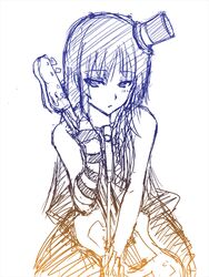  akiyama_mio bad_link blunt_bangs don&#039;t_say_&quot;lazy&quot; female hat hime_cut k-on! long_hair mini_hat mini_top_hat monochrome shima-shuu sketch solo top_hat 