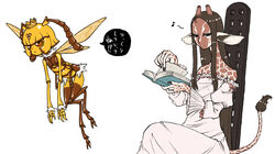  2girls antennae arthropod_girl bee_girl crown extra_arms extra_eyes giraffe insect_wings jon_henry_nam monster_girl multiple_girls pixiv_forest wings 