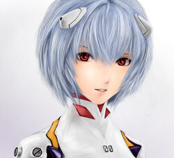  ayanami_rei bad_id bad_pixiv_id blue_hair bodysuit female jiro neon_genesis_evangelion plugsuit red_eyes short_hair solo white_bodysuit 