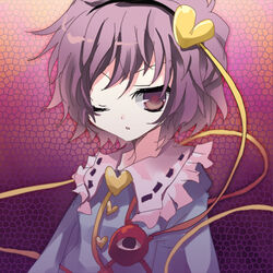  bad_id bad_pixiv_id female hanepochi heart komeiji_satori lowres one_eye_closed pink_eyes pink_hair short_hair solo touhou 