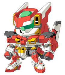  armor chibi clenched_hands commentary_request full_body levrias mecha no_humans photoshop_(medium) robot sangekimaru simple_background solo standing super_robot_wars super_robot_wars_k white_background 