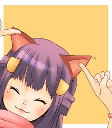  :3 animal_ears cat_ears closed_eyes commentary_request dawn_(pokemon) female hagino_aki lowres pokemon purple_hair solo 