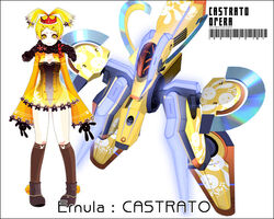  antenna_hair blonde_hair boots ernula female mecha photoshop_(medium) robot senkou_no_ronde short_hair skirt smile sogabe_shuuji solo takayama_mizuki thighhighs twintails yellow_eyes 