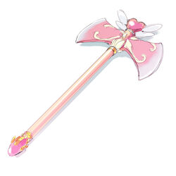  aquamary axe commentary_request heart no_humans original parody pink_theme simple_background sketch still_life wand weapon weapon_focus white_background wings 