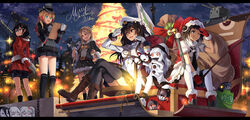  aircraft_carrier_oni battleship-symbiotic_hime bell black_hair blonde_hair blue_eyes boots bow brown_eyes brown_hair christmas crying dress gloves group hat horns i-class_destroyer kantai_collection kneehighs long_hair midway_hime naka_(kancolle) neko_(yanshoujie) northern_ocean_hime prinz_eugen_(kancolle) red_eyes rensouhou-chan ribbons ryuujou_(kancolle) santa_hat shigure_(kancolle) short_hair signed socks stars tears thighhighs tree twintails uniform white_hair wink yuudachi_(kancolle) 