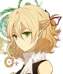  bad_id bad_pixiv_id bare_shoulders blonde_hair female green_eyes mizuhashi_parsee pointy_ears portrait scarf short_hair short_ponytail solo touhou waiko 