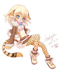  anthro blonde_hair blue_eyes bottomwear cheetah clothing felid feline female footwear hair jewelry looking_at_viewer mammal mary_janes shoes simple_background sitting skirt solo suan-cat tail white_background young young_anthro young_female 