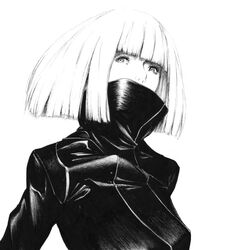  bad_id bad_pixiv_id coat female greyscale high_collar lady_gaga lady_gaga_(copyright) monochrome real_life solo sousou_(sousouworks) upper_body 