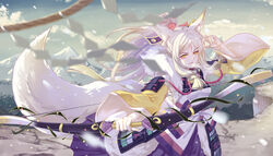  animal_ears asian_clothes shan-n tail weapon 