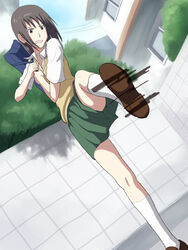  bad_id bad_pixiv_id bag dennou_coil female harakawa_tamako high_kick kicking maasan school_uniform shoes short_hair skirt socks solo 