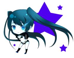  bad_id bad_pixiv_id bikini bikini_top_only black_hair black_rock_shooter black_rock_shooter_(character) black_shorts blue_eyes boots chibi d_(pixiv544157) female full_body long_hair navel no_shirt short_shorts shorts solo star_(symbol) swimsuit transparent_background twintails very_long_hair 