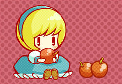  apple bad_id bad_pixiv_id blonde_hair chibi chitose_kiiro female food fruit original solo 