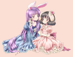  2girls animal_ears bad_id bad_pixiv_id inaba_tewi long_hair multiple_girls photoshop_(medium) rabbit_ears reisen_udongein_inaba rias-shiki_kawaii touhou yuri 