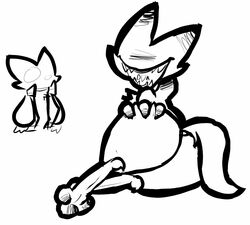  ambiguous_gender anthro ass big_butt black_and_white butt_grab chest_tuft clothing dogguyd domestic_cat duo eyeless fangs felid feline felis hand_on_butt looking_at_viewer mammal monochrome monster open_mouth paws rear_view tail teeth topwear tuft 