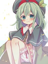  bloomers capelet dorowa_(drawerslove) dress female frills green_dress green_eyes green_hair green_hat hat highres long_sleeves seoi_ha smile tagme touhou touhou_shizenyu 
