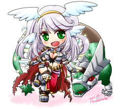  :d armor armored_boots artist_name barding bikini_armor black_thighhighs boots bow bowtie breasts cape chibi cleavage commentary commentary_request cross dated dragon fake_wings feathered_wings female ferus_(ragnarok_online) full_body garter_straps green_eyes grey_hair head_wings long_hair medium_breasts midriff navel open_mouth pauldrons ragnarok_online red_cape rune_knight_(ragnarok_online) shoulder_armor simple_background smile spiked_pauldrons takaha_momo thighhighs torn_cape torn_clothes white_background white_wings wings 