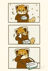  2025 ailurid allergy biped black_eyes chibi closed_eyes dot_eyes feral hi_res japanese_text kemono mammal red_panda shi_nominmin simple_eyes sneeze solo text 