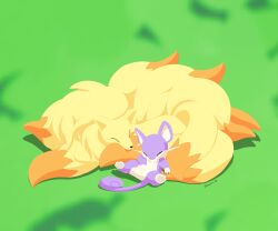  2023 6:5 absurd_res alternate_version_at_source ambiguous_feral ambiguous_gender biped bipedal_feral canid canine cel_shading closed_eyes colored digital_media_(artwork) dipstick_tail duo featureless_crotch feral fluffy fluffy_tail fur generation_1_pokemon gloves_(marking) green_background hi_res kemono kompeito larger_ambiguous larger_feral leg_markings lying mammal markings monotone_tail multicolored_body multicolored_fur multicolored_tail ninetales nintendo on_back on_front orange_body orange_fur orange_tail orange_tail_tip pokemon pokemon_(species) pokemon_sleep predator/prey purple_ears purple_tail quadruped rattata rodent shaded shadow signature simple_background size_difference sleeping sleeping_together smaller_ambiguous smaller_feral snout socks_(marking) tail tail_markings two_tone_body two_tone_fur two_tone_tail whiskers white_inner_ear yellow_body yellow_ears yellow_fur yellow_inner_ear yellow_tail 