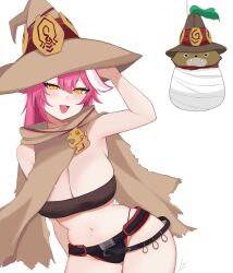  absurdres belt black_belt black_panties black_tube_top blush bound breasts brown_hat brown_scarf cleavage collarbone commentary english_commentary female hat highres hololive hololive_english huge_breasts leaning_to_the_side leon_decarabia long_hair looking_at_viewer mole mole_on_stomach multicolored_hair navel oerba_yun_fang open_mouth panther_girl panties pink_hair raora_panthera restrained scarf signature simple_background smile stomach strapless streaked_hair thighs tube_top two-tone_hair underwear virtual_youtuber white_background white_hair yellow_eyes 