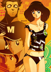  3boys asakura_minami bad_id bad_pixiv_id baseball black_eyes black_hair bottomless female godtail midriff multiple_boys navel photoshop_(medium) short_hair shouhei_harada touch_(manga) uesugi_kazuya uesugi_tatsuya 