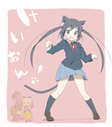  5girls akiyama_mio animal_ears cat_ears commentary_request hayato_(meromoni) hirasawa_yui k-on! kotobuki_tsumugi long_hair multiple_girls nakano_azusa sakuragaoka_high_school_uniform school_uniform tail tainaka_ritsu 