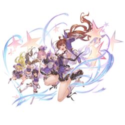  :d arm_up bare_shoulders black_hair blonde_hair blue_eyes boots brown_eyes brown_hair canna_(granblue_fantasy) closed_mouth diantha_(granblue_fantasy) diola_(granblue_fantasy) eyebrows floating_hair gloves granblue_fantasy hair_between_eyes hair_ornament hand_on_own_chest hand_up harie_(granblue_fantasy) hat idol linaria_(granblue_fantasy) long_hair long_sleeves low_twintails microphone multiple_girls official_art open_mouth pink_hair ponytail short_hair short_sleeves sleeves_past_wrists smile star_(symbol) straight_hair transparent_background twintails white_footwear white_gloves yellow_eyes 