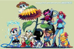  2016 alphys ambiguous_gender animal_humanoid animated animated_skeleton anthro asriel_dreemurr bangs barefoot bikini black_bottomwear black_clothing black_footwear black_hair blinking blue_bikini blue_body blue_clothing blue_footwear blue_swimwear blush bone boots boss_monster_(undertale) bottomwear bovid breasts brown_hair buckteeth canid canine caprine clothing crouching dessert digital_media_(artwork) ear_fins ear_frill english_text eye_patch eyeshadow eyewear eyewear_on_head feet felid feline female fin fish fish_humanoid floppy_ears floral flower flower_garland flower_necklace flowey_the_flower food footwear frill_(anatomy) frisk_(undertale) fur garden_hose garland ghost glasses gloves goggles goggles_on_head green_background grey_body grin group hair handwear hat headgear headwear high_heels highlights_(coloring) holding_object hose human humanoid hybrid ice_cream jumping leaf leg_grab lei lizard long_hair long_legs looking_back loop machine makeup male mammal marine marine_humanoid mettaton_ex midriff multicolored_hair napstablook navel open_mouth open_smile papyrus_(undertale) pattern_clothing pattern_shirt pattern_topwear paws pixel_(artwork) pixel_animation plant ponytail popsicle purple_clothing purple_eyeshadow purple_footwear purple_highlights purple_topwear rainbow red_boots red_bottomwear red_clothing red_eyeshadow red_footwear red_hair reptile robot sandals sans_(undertale) scalie shadow shigeruarsw shirt shoes short_playtime shorts simple_background sitting size_difference skeleton slav_squat slightly_chubby smile spirit standing straw_hat striped_clothing striped_shirt striped_topwear stripes summer sunflower sunglasses swimming_goggles swimming_trunks swimwear tail tail_motion tailwag tan_body teeth tem temmie_(undertale) text tongue tongue_out topwear two_tone_hair undead undertale undertale_(series) undyne visor_cap water watering_can white_body white_clothing white_fur white_gloves white_handwear wide_hips yellow_body 