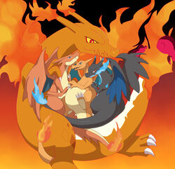  absurd_res ambiguous_gender black_body black_skin blue_body blue_eyes blue_fire blue_skin charizard claws colored_fire enon finger_claws fire flaming_horn flaming_tail flaming_wings generation_1_pokemon generation_6_pokemon generation_8_pokemon gigantamax_charizard gigantamax_pokemon group hi_res horn mega_charizard mega_charizard_x mega_charizard_y mega_evolution membrane_(anatomy) membranous_wings nintendo orange_body orange_skin pokemon pokemon_(species) red_eyes spikes tail toe_claws wings 