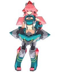  cosmic_break female full_body highres lace mecha_musume navel official_art pigeon-toed pink_eyes pink_hair shaded_face short_hair smile solo transparent_background wakaba_sprout winberrl 