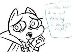  2017 anthro clothed clothing costume dialogue digital_media_(artwork) disney english_text european_polecat fan_character inkyfrog looking_at_viewer male mammal mustelid musteline open_mouth percy_vison simple_background solo speech_bubble text true_musteline vampire weasel white_background zootopia 