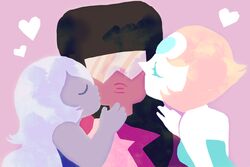  3girls amethyst_(steven_universe) black_hair cheek_kiss dark_skin garnet_(steven_universe) kiss_on_cheek kissing multiple_girls pearl_(steven_universe) polyamorous purple_hair purple_skin steven_universe white_skin yuri 