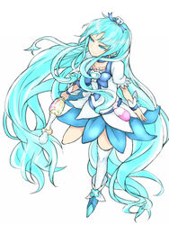  azure_luna blue_choker blue_eyes blue_hair blue_skirt blue_theme boots brooch choker commentary_request cure_marine dress female flower_tact hair_ornament heart heart_brooch heartcatch_precure! jewelry kurumi_erika long_hair magical_girl precure ribbon skirt smile solo thighhighs very_long_hair white_thighhighs wrist_cuffs 