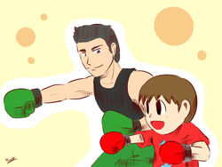  2boys black_hair brown_hair crossover doubutsu_no_mori little_mac multiple_boys nintendo punch_out short_hair super_smash_bros. villager_(doubutsu_no_mori) 