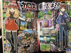  calme_(pokemon) corocoro gogoat official_art pokemon pokemon_(game) pokemon_xy scan serena_(pokemon) thighhighs zettai_ryouiki 