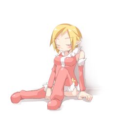  blonde_hair frfr pointy_ears simple_background sleeping 