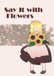  ariori_haberi bad_id bad_pixiv_id blonde_hair english_text female flower kirisame_marisa photoshop_(medium) short_hair solo sunflower touhou 