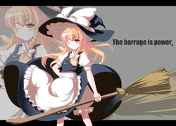  blonde_hair braid broom commentary_request female hat kirisame_marisa long_hair one_eye_closed solo tama_(speedgrapher) touhou witch_hat yellow_eyes 