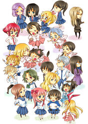  6+girls amae_koromo bad_id bad_pixiv_id black_eyes black_hair blonde_hair blue_eyes blue_hair bow bundou_seika chibi closed_eyes etopen everyone fukabori_sumiyo fukuji_mihoko glasses green_hair hagiyoshi hair_bobbles hair_ornament hairbow haramura_nodoka ikeda_kana inoo inoue_jun kajiki_yumi kanbara_satomi kataoka_yuuki kazekoshi_school_uniform kiyosumi_school_uniform kubo_takako kunihiro_hajime miyanaga_saki multiple_girls necktie one_eye_closed orange_hair pantyhose pink_hair ponytail purple_eyes red_eyes red_hair ryuumonbuchi_touka saki_(manga) sawamura_tomoki school_uniform senoo_kaori serafuku skirt someya_mako suga_kyoutarou takei_hisa thighhighs touyoko_momoko tsuruga_school_uniform tsuyama_mutsuki yoshitome_miharu 