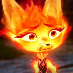  anthro blurred_background canid canine disney elemental_(pixar) ember_lumen female fire_body fire_fox fox mammal mouth_closed naviart one-quarter_view pixar sad screencap_edit solo solo_focus third-party_edit white_sclera yellow_eyes 