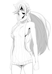  alien battleborn breasts female long_hair pointy_ears ponytail sleeveless_sweater thorn_(battleborn) virgin_killer_sweater 