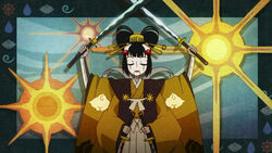  air biyorigou closed_eyes cloud four_elements hair_comb katanagatari katanas quad_arms rain robotic sun 