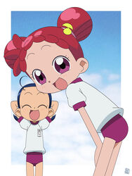  blue_hair buruma gym_uniform harukaze_doremi hatomugisan lolicon ojamajo_doremi red_hair senoo_aiko 