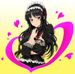  akiyama_mio black_eyes black_hair blush female fuwafuwa_time heart isse k-on! lolita_fashion long_hair solo 