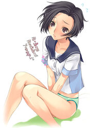  bob_cut female kobayakawa_rinko love_plus mizuno_poppo panties school_uniform serafuku solo underwear 