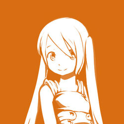  arancia bad_id bad_pixiv_id female francisco_valle high_contrast long_hair lowres monochrome orange_background orange_theme original solo twintails upper_body 