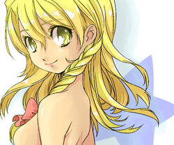  blonde_hair braid chigo female kirisame_marisa lips looking_back nude short_hair smile solo touhou yellow_eyes 