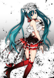  bare_shoulders bless_you_(module) boots commentary_request female flower frills from_side hair_flower hair_ornament hatsune_miku headphones highres long_hair looking_at_viewer md5_mismatch midriff miniskirt nisoku_hokou_(vocaloid) project_diva_(series) project_diva_f_2nd red_footwear red_thighhighs resolution_mismatch skirt sleeveless solo source_smaller sudachi_(calendar) thigh_boots thighhighs twintails very_long_hair vocaloid wrist_cuffs 